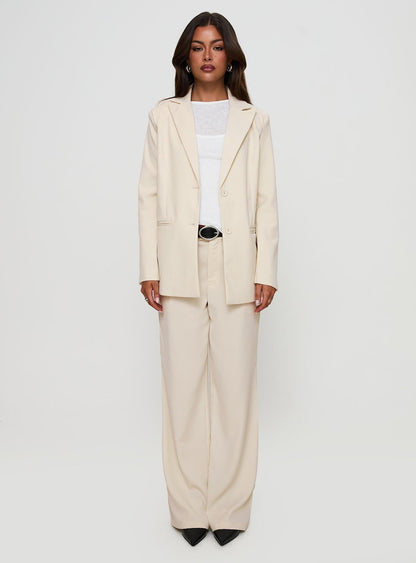 Crowd Pleaser Oversized Blazer Cream