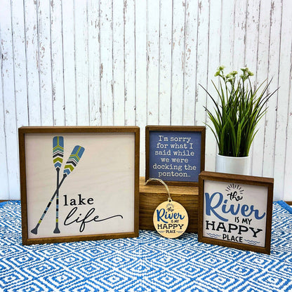 6x6 The River Is My Happy Place Wood Home Accent