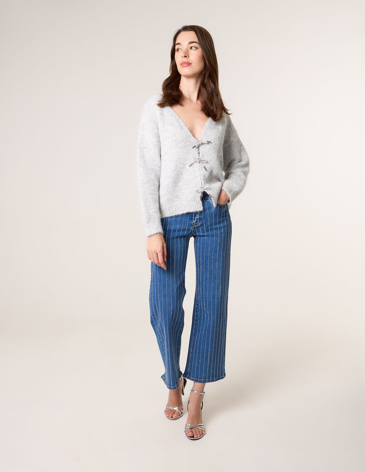 Vertical Stripe Diamante Jeans