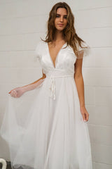 Athena Tulle Midi Dress - White