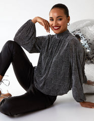 Puffball High Neck Top