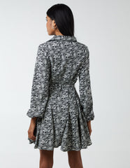 Paisley Shirt Mini Dress With Godet Hem & Tie