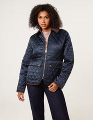 Diamond Quilted Cord Collar Coat