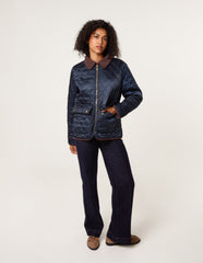 Diamond Quilted Cord Collar Coat