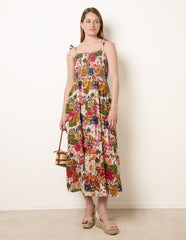 Bold Print Shirred Waist Dress