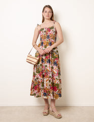 Bold Print Shirred Waist Dress