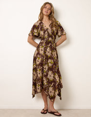 Shirred Waist Hanky Hem Dress