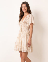 Embellished Tiered Mini Dress