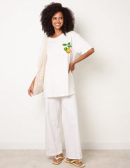 Short Sleeve Back Lemon Print T-Shirt