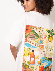 Short Sleeve Back Lemon Print T-Shirt