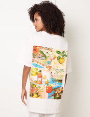 Short Sleeve Back Lemon Print T-Shirt