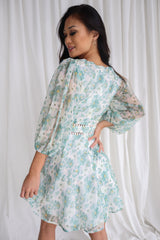 Dela Mini Dress - Sage/White Floral
