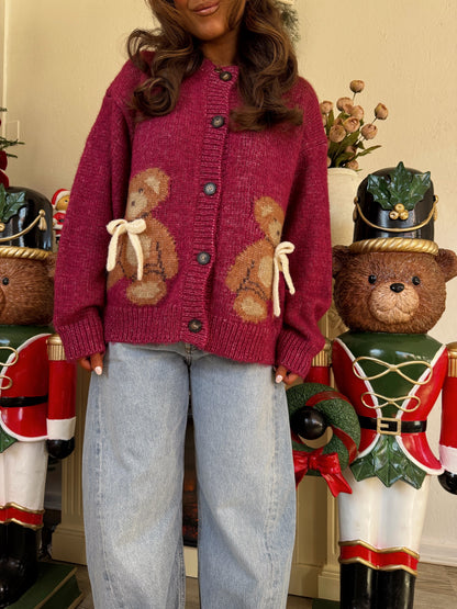 Teddy Bear Cardigan (Burgundy) 🧸 LIMITED EDITION NOVEMBER PRE ORDER