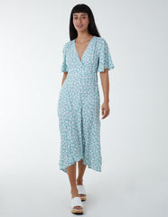 Angel Sleeves Wrap Midi Dress