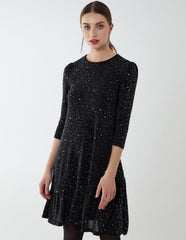 Tiered Hem Smock Midi Dress