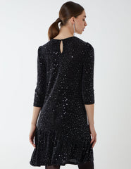 Tiered Hem Smock Midi Dress