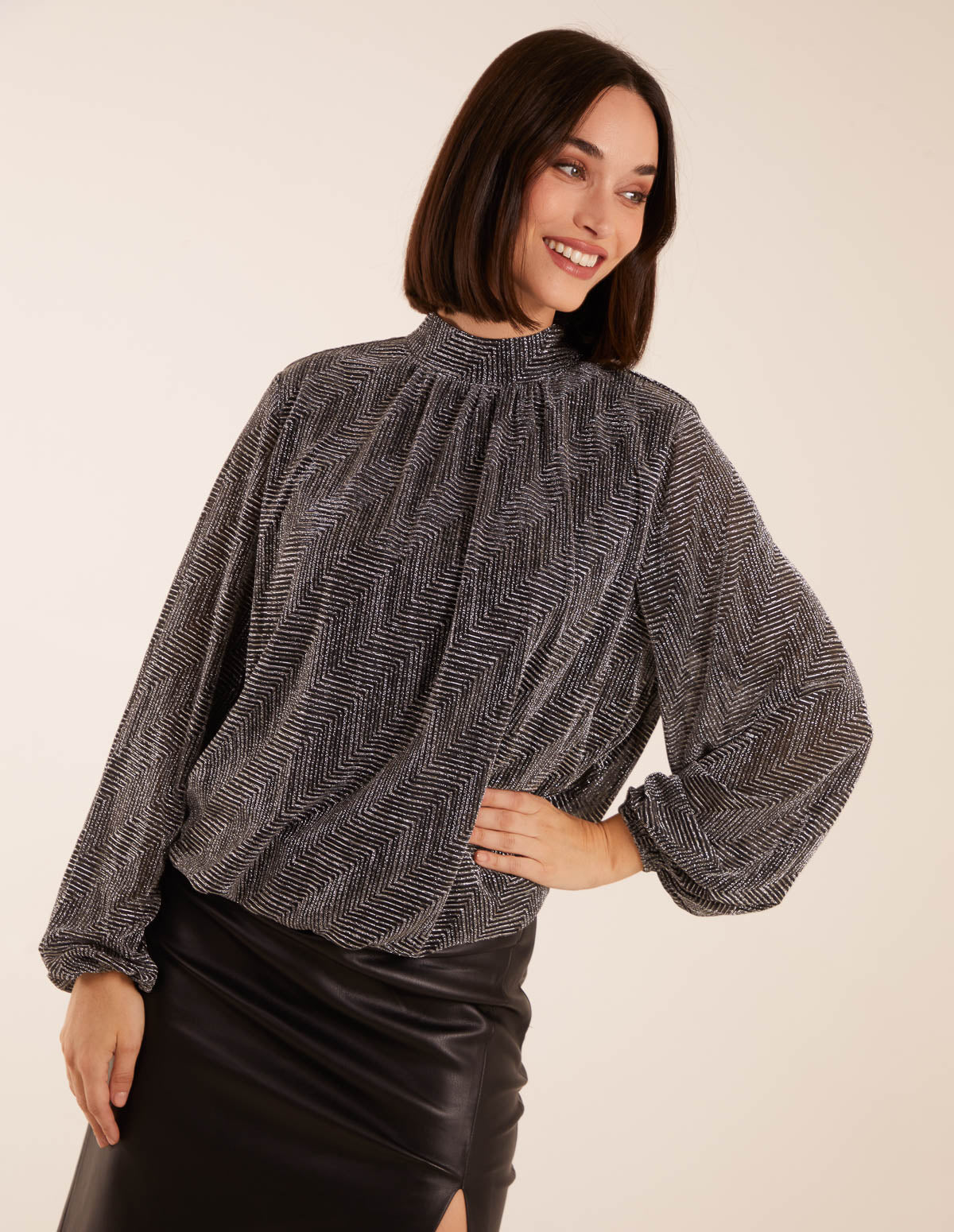 Puffball High Neck Top
