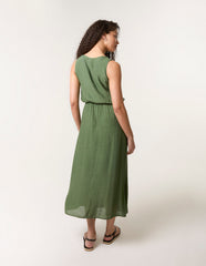 Plain Puff Ball Midi Dress