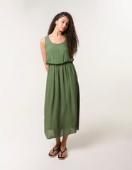 Plain Puff Ball Midi Dress