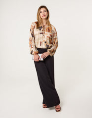Printed Tie Neck Blouse