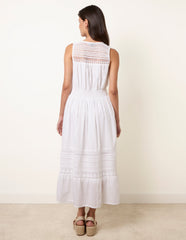 Crochet Insert Button Midi Dress
