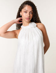 Luxe Rose Detail Halter Neck Dress