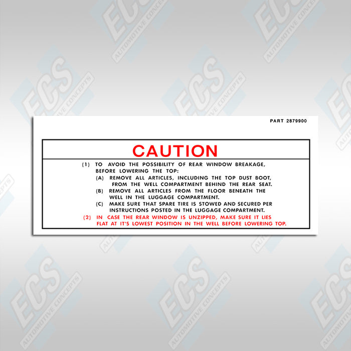Chrysler Convertible Caution Decal