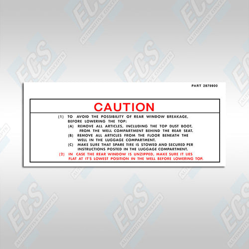 Chrysler Convertible Caution Decal