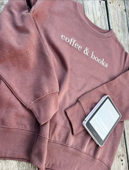 Coffee & Books Ladie's Boxy Crewneck Sweatshirt