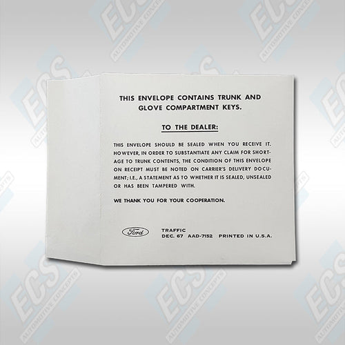Ford Dealership Key Envelope Packet
