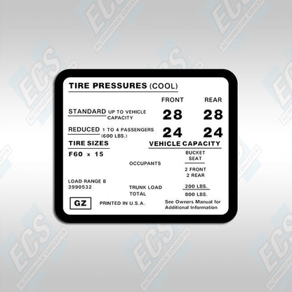 GM Tire Pressure Decal (Multiple Options!)