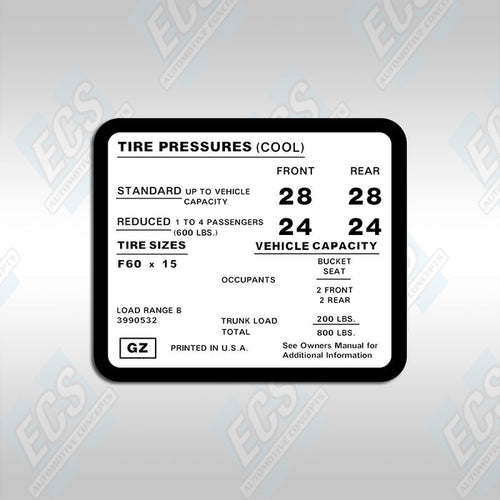 GM Tire Pressure Decal (Multiple Options!)