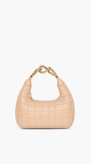 Lux Quilted Faux Leather Hobo Bag - Nude