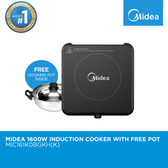 Midea 1600W Induction Cooker (Black) with Free Pot