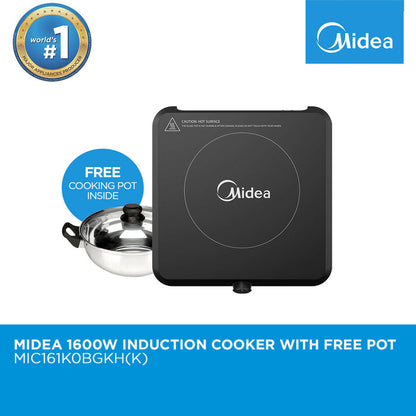 Midea 1600W Induction Cooker (Black) with Free Pot