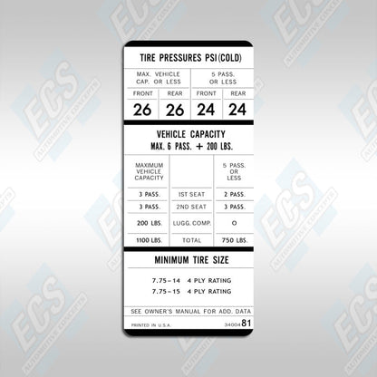 Mopar Tire Pressure Decals (Multiple Options!)