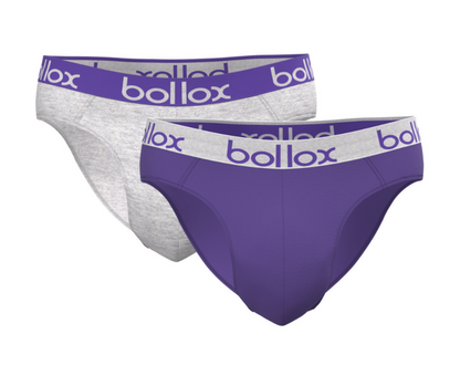 Purple & Grey Duo Tone Set - Men's cotton briefs (2 pack) bollox.