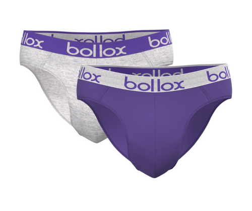 Purple & Grey Duo Tone Set - Men's cotton briefs (2 pack) bollox.