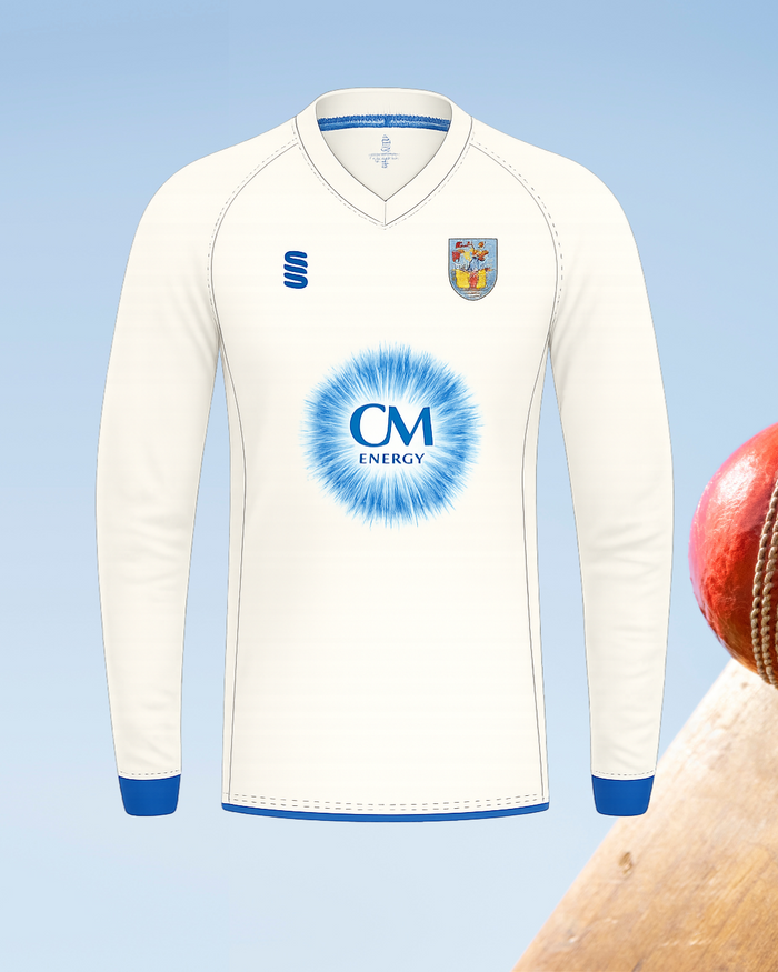 Surridge White Long Sleeve Cricket Sweater
