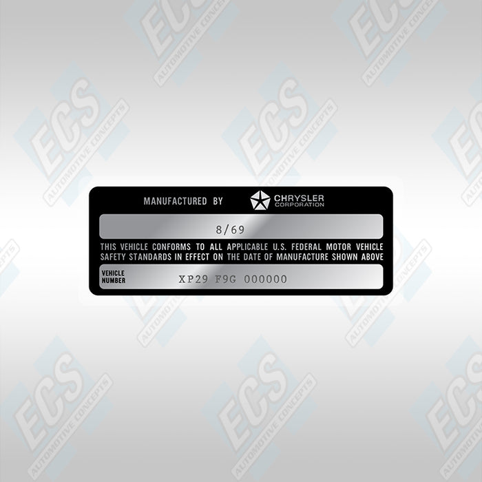 VIN Data Decal (1970-71 Mopar Vehicles)