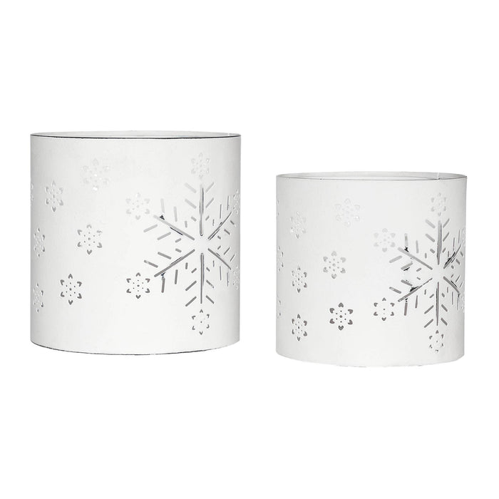 Votive Candle Holder Snowflake Antique White Set of 2