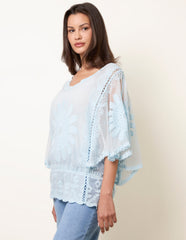 Sun Flower Lace Sleeve Blouse