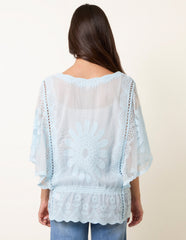 Sun Flower Lace Sleeve Blouse