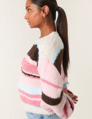 Colourful Block Horizontal Stripes Jumper
