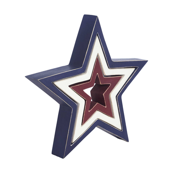 Wooden Nested Stars RWB 3-in-1 10x10x1.5